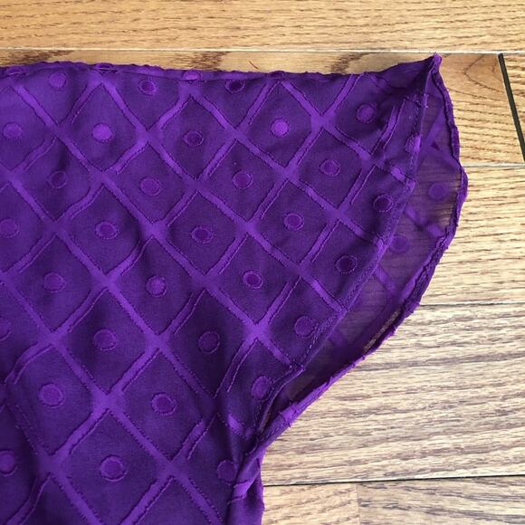 Ann Taylor Mock Neck Bow Lined Polka Dot Purple Top Women’s Size S - Picture 5 of 10